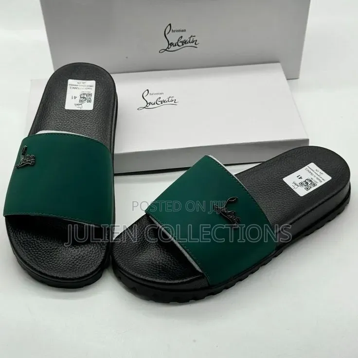 Louboutin Slide Black Grey N Green