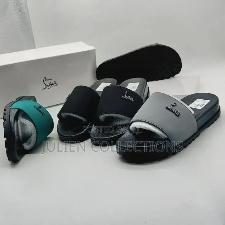 Louboutin Slide Black Grey N Green
