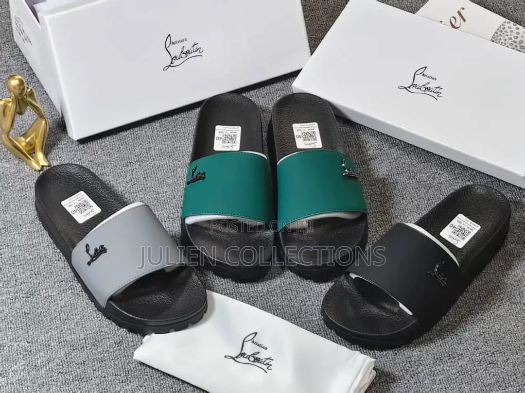 Louboutin Slide Black Grey N Green