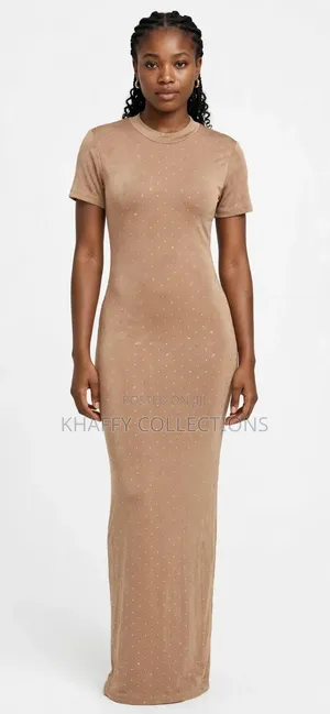 Luxury Gold Glitter Long Bodycon Dress - Full Length Party Maxi Dress