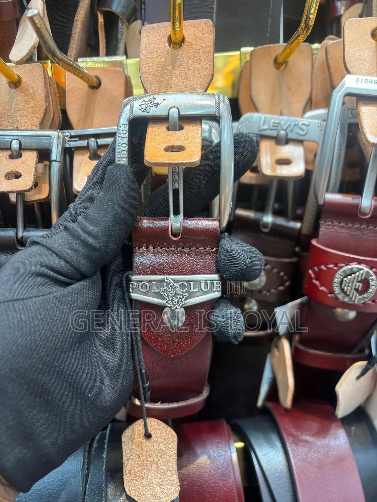 Authentic Polo Club Coffe Leather Mens Dress Belt