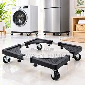 Adjustable Washing Machine and Refrigerator Stand With 4-Wheel