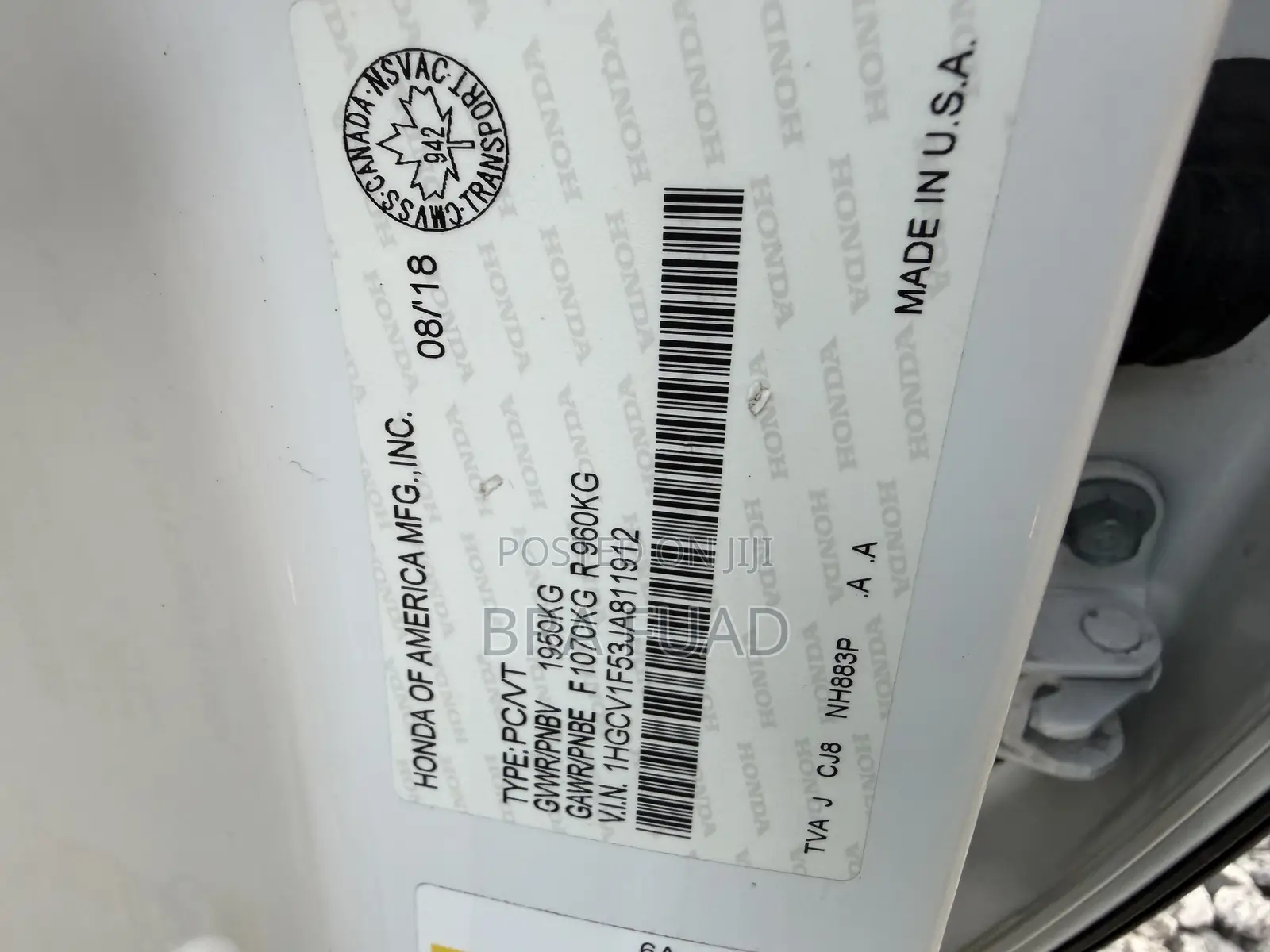 Honda Accord EX-L 2018 White