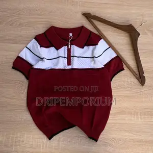 Kids Burgundy Zip Polo