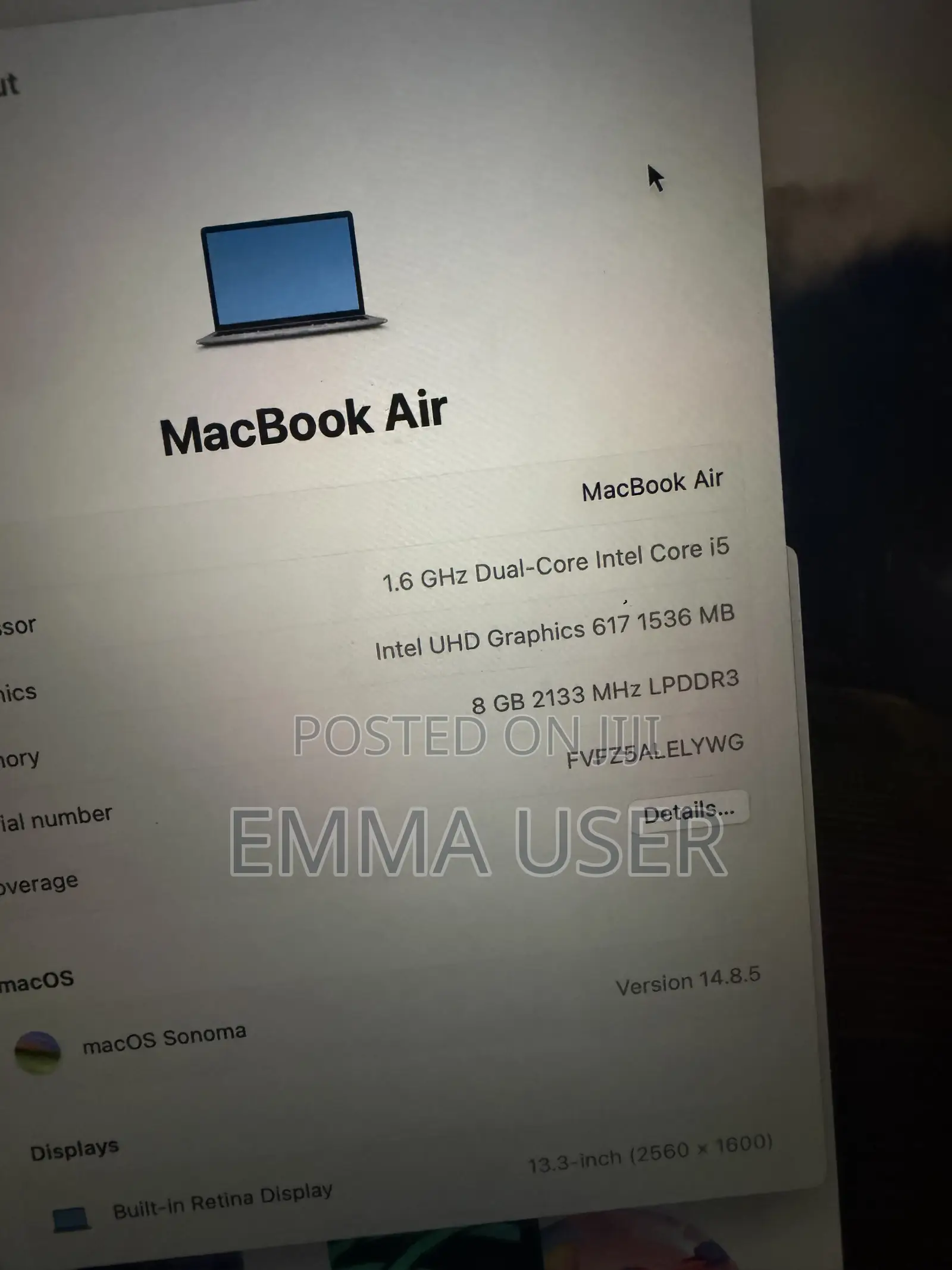 Laptop Apple MacBook Air 2019 8GB Intel Core i5 SSD 500GB
