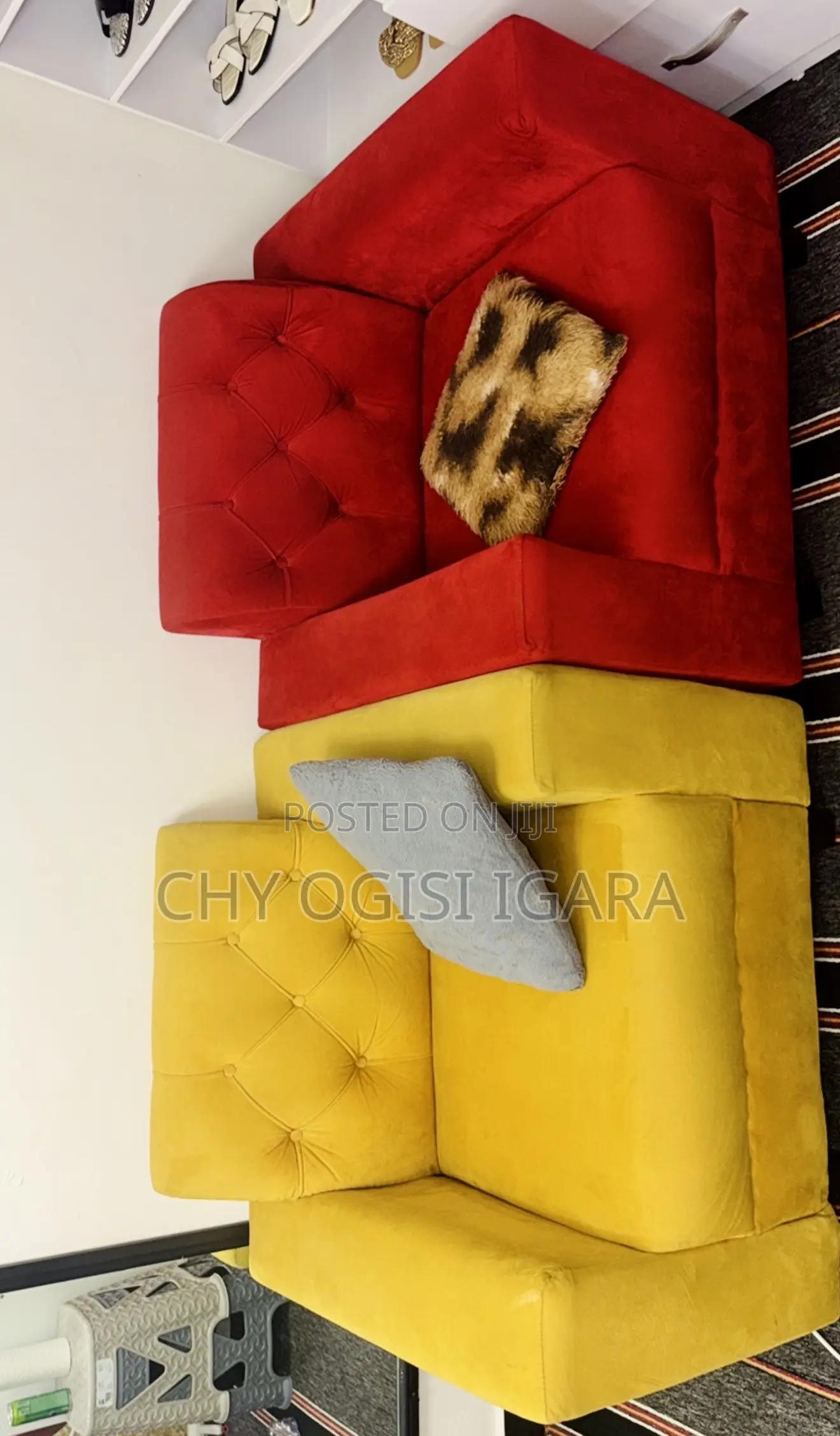 Yellow and Red Sofa