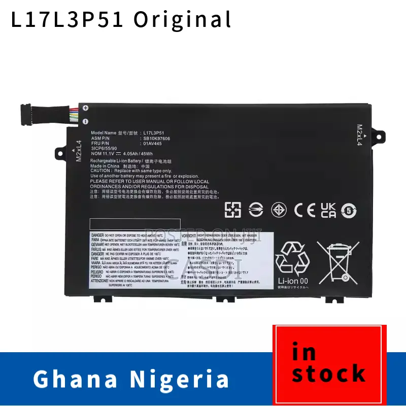 L17L3P51 Is for Lenovo Laptop Battery L17M3P52 L17C3P51 01AV448 447