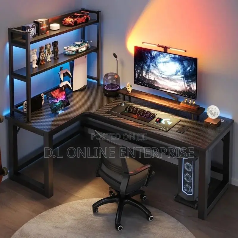Corner Computer Desk – Compact Gaming/Work Desk With Shelf