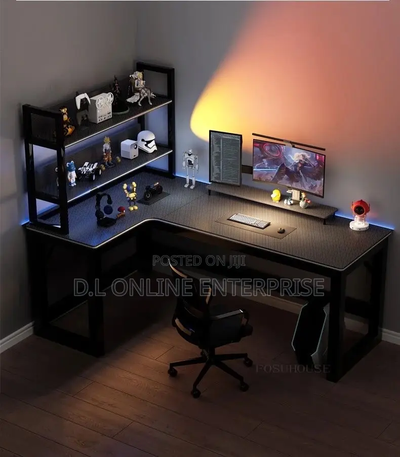 Corner Computer Desk – Compact Gaming/Work Desk With Shelf