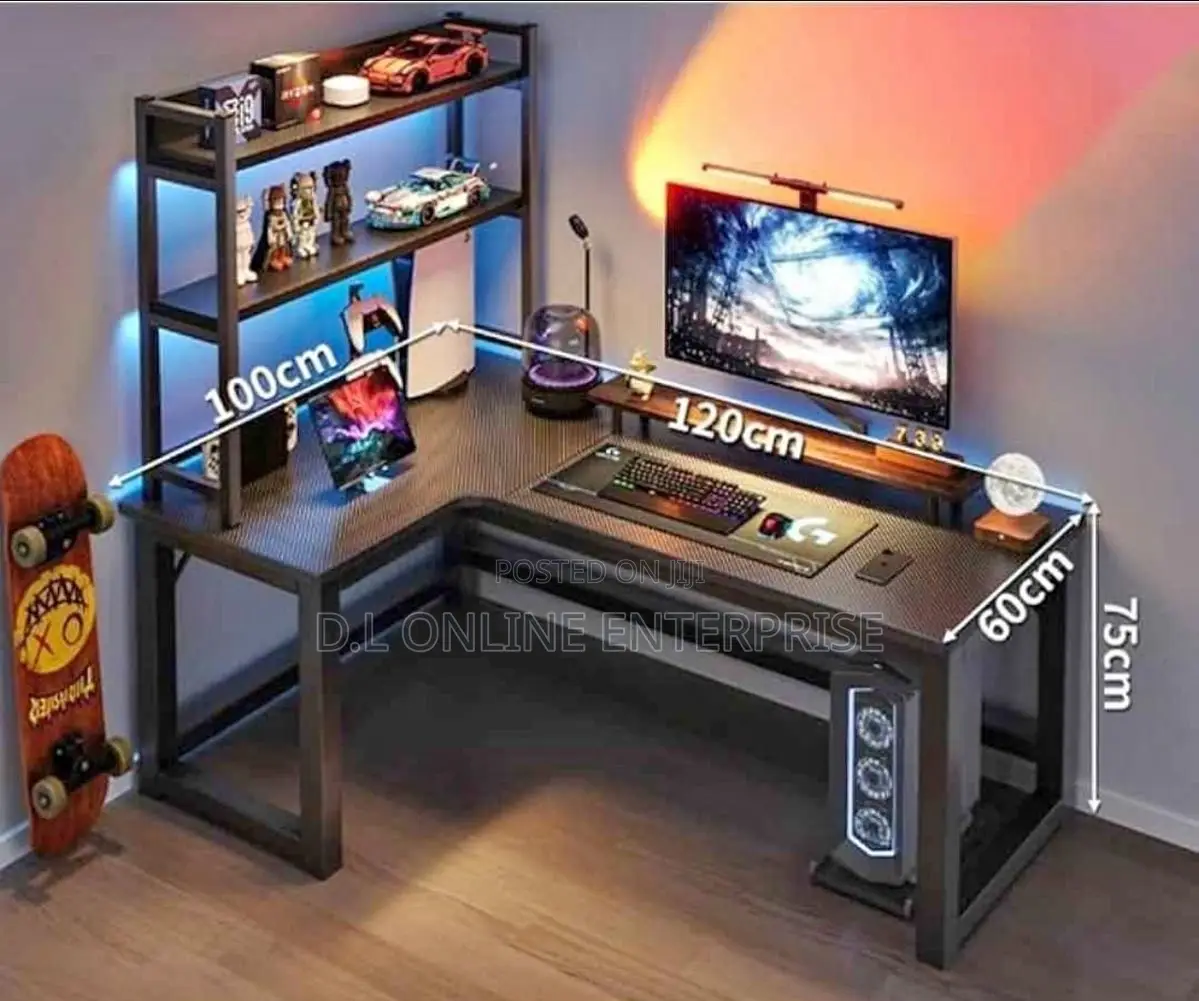 Corner Computer Desk – Compact Gaming/Work Desk With Shelf