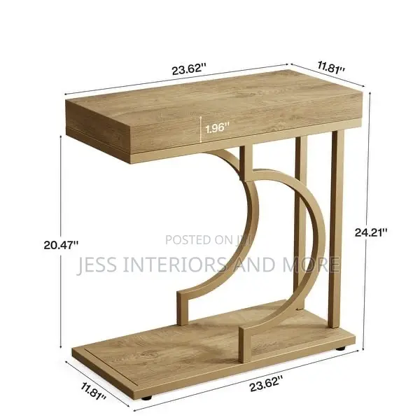Side Table (Narrow C Table With Metal Frame)