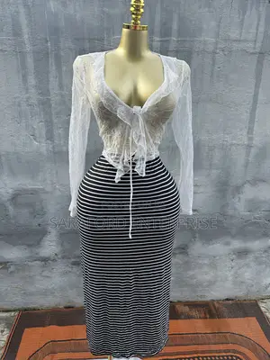 See Through Long Sleeve Top & Skirt