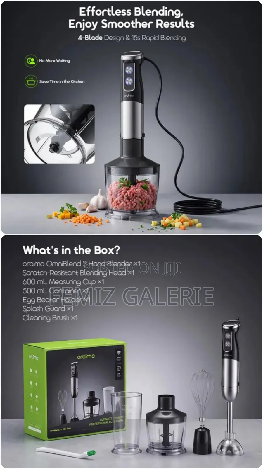 Oraimo OmniBlend 3 800W 6In1 Rapid Blending Hand Blender