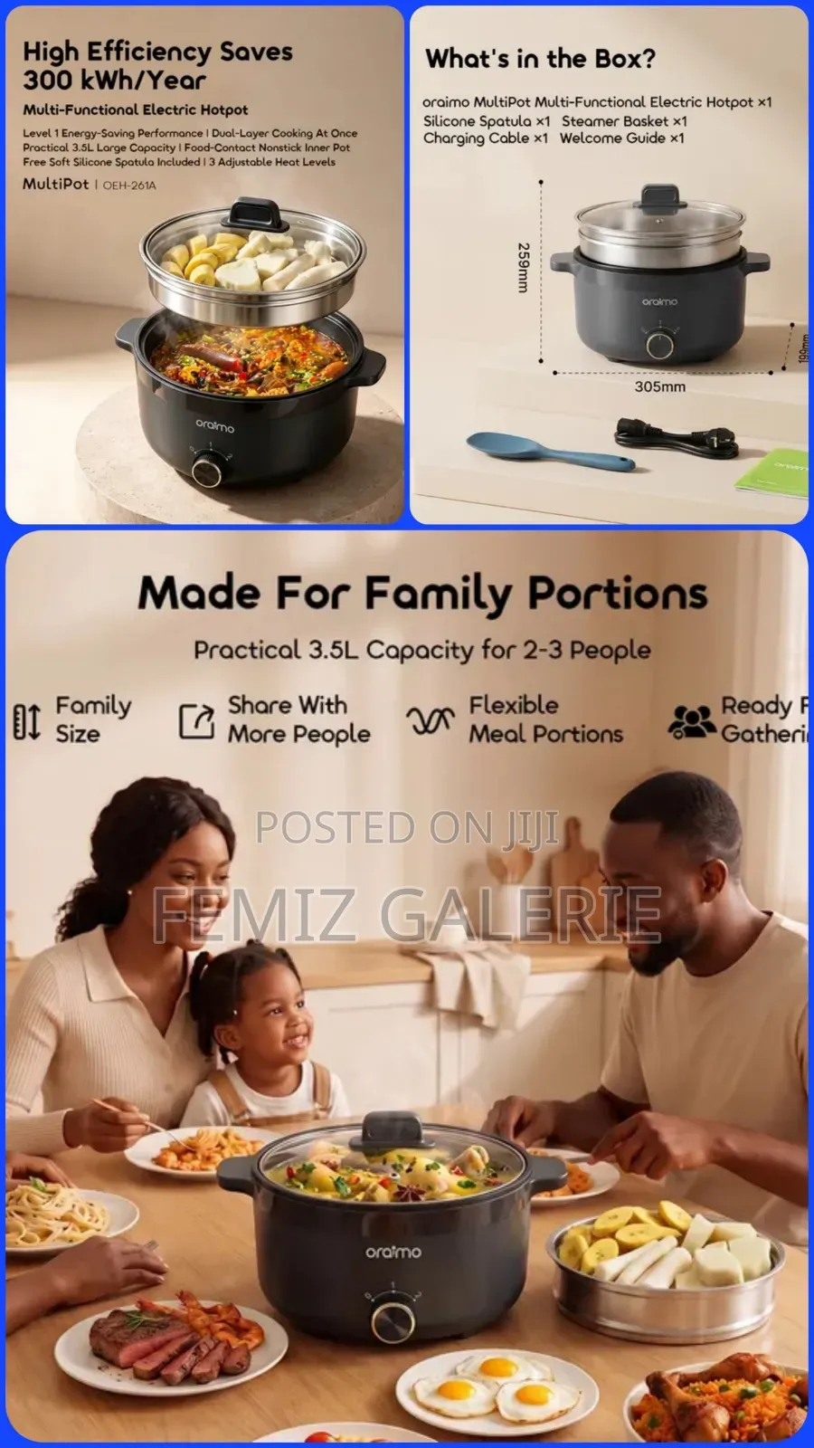 Oraimo MultiPot 3L Electric Pot and Steamer