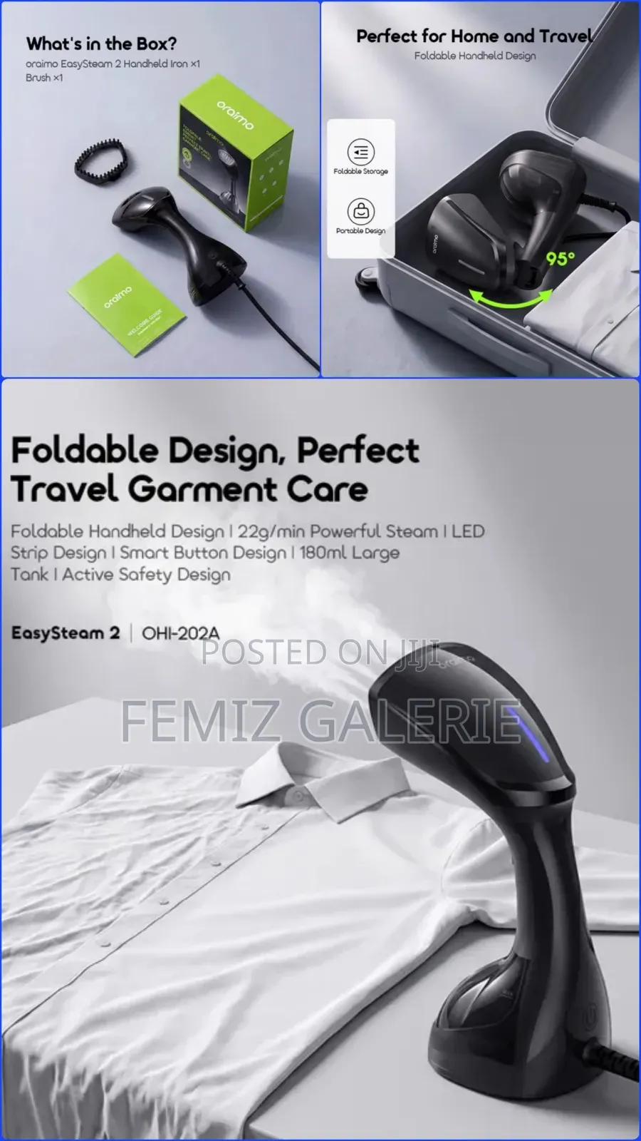 Oraimo EasySteam 2 Foldable Portable Handheld Steamer