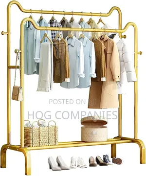Gold Stand Clothes Double Rack Organizer (150*50*155cm)- Fast Delivery