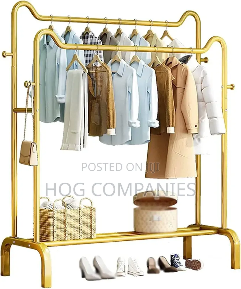 Gold Stand Clothes Double Rack Organizer (150*50*155cm)- Fast Delivery