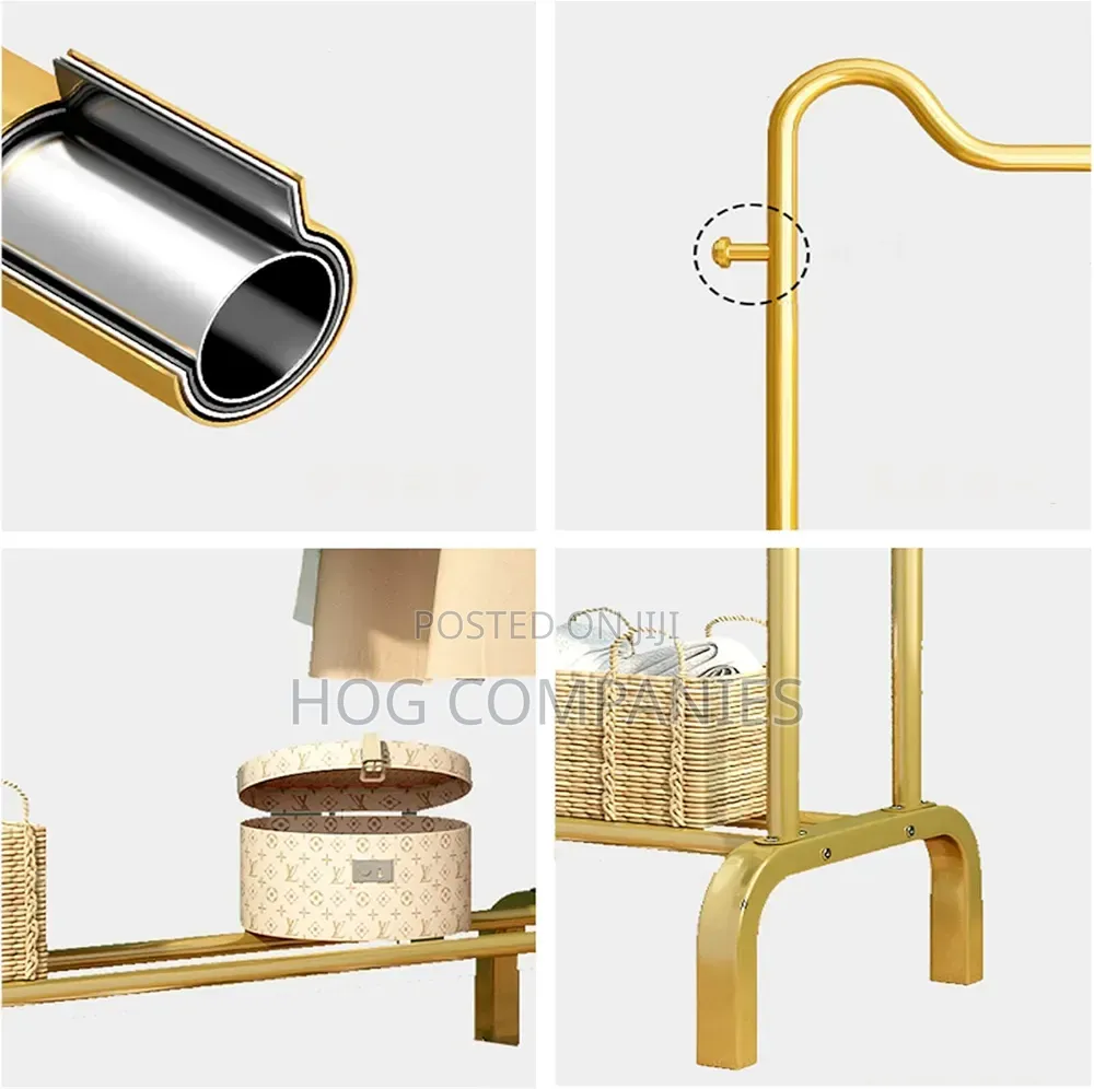 Gold Stand Clothes Double Rack Organizer (150*50*155cm)- Fast Delivery