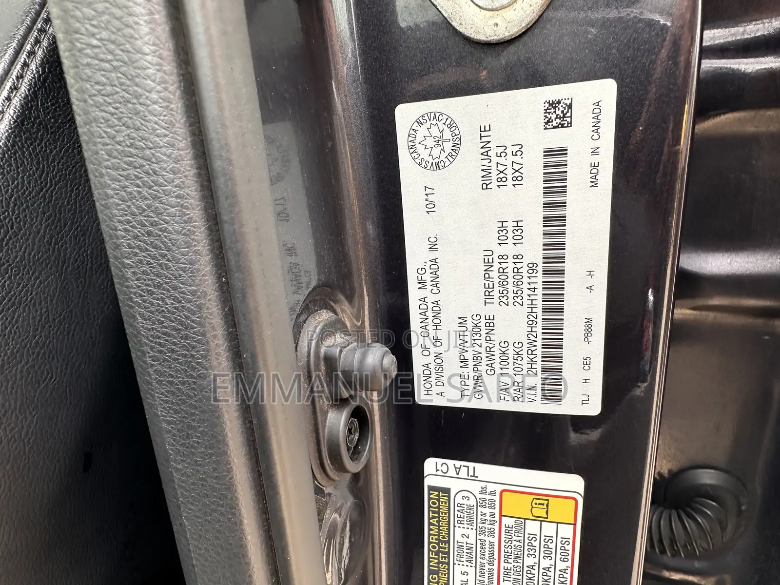 Honda CR-V Touring AWD 2018 Gray