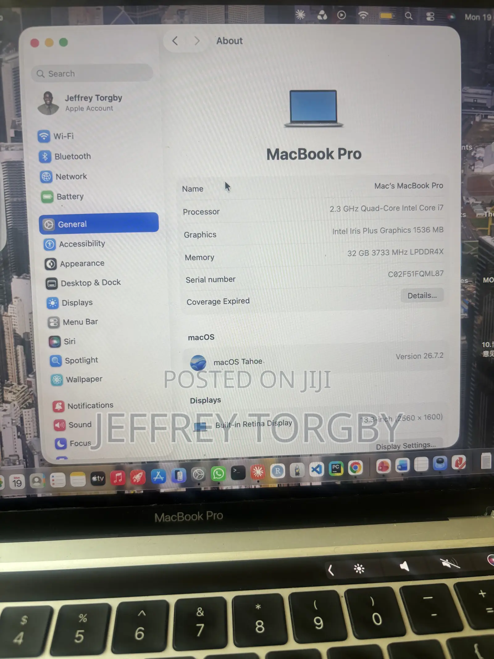Laptop Apple MacBook Pro 2020 32GB Intel Core i7 SSD 512GB