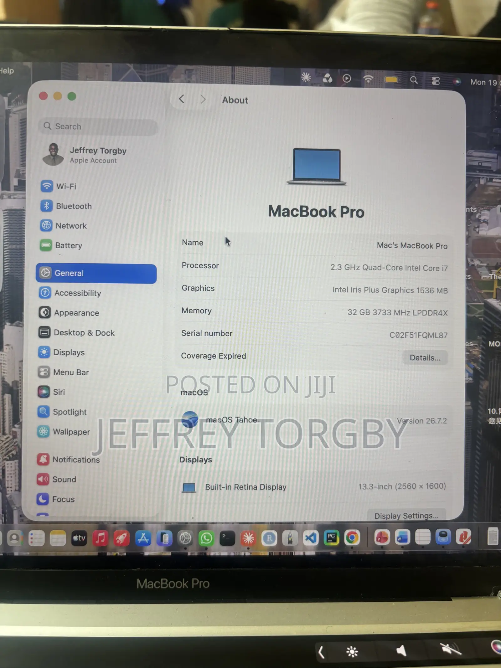 Laptop Apple MacBook Pro 2020 32GB Intel Core i7 SSD 512GB