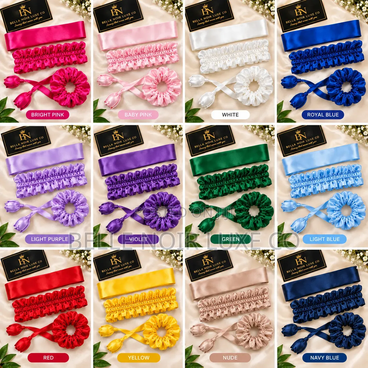 3-in-1 Luxury Satin Headband, Handmade Accessories Set