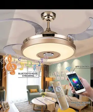 Golden Fanlight With Bluetooth + Remote Control