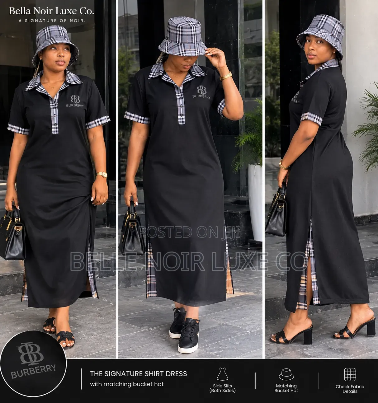 The Noir Heritage Set – Burberry Dress With a Matching Bucket Set