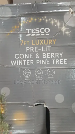 7ft Luxury Pre-Lit Cone & Berry Winter Pine Tree From Tesco.