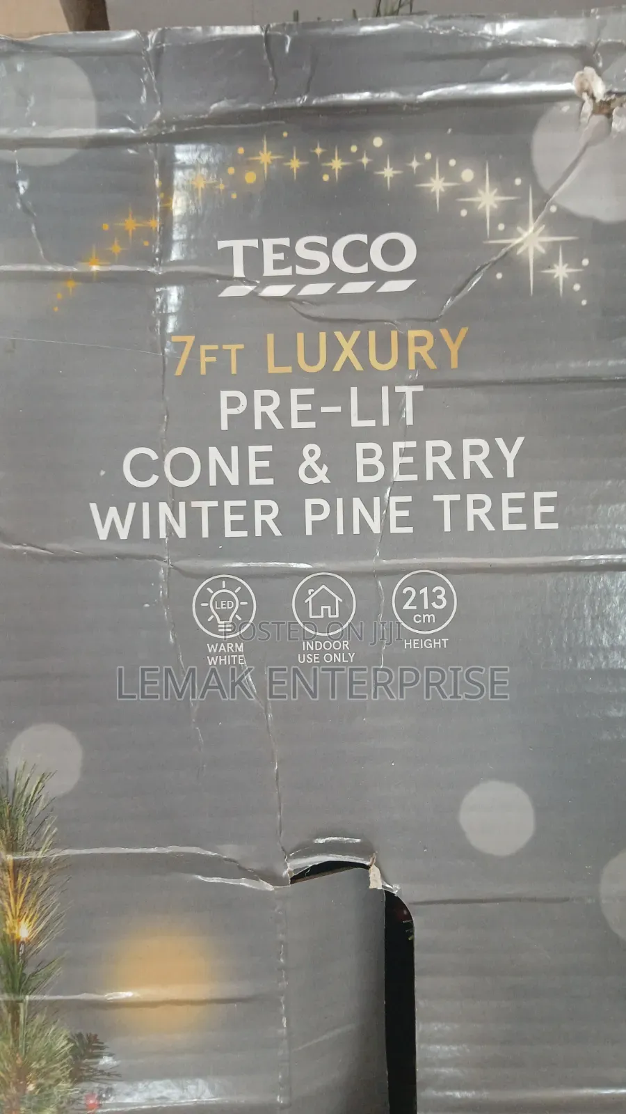 7ft Luxury Pre-Lit Cone & Berry Winter Pine Tree From Tesco.