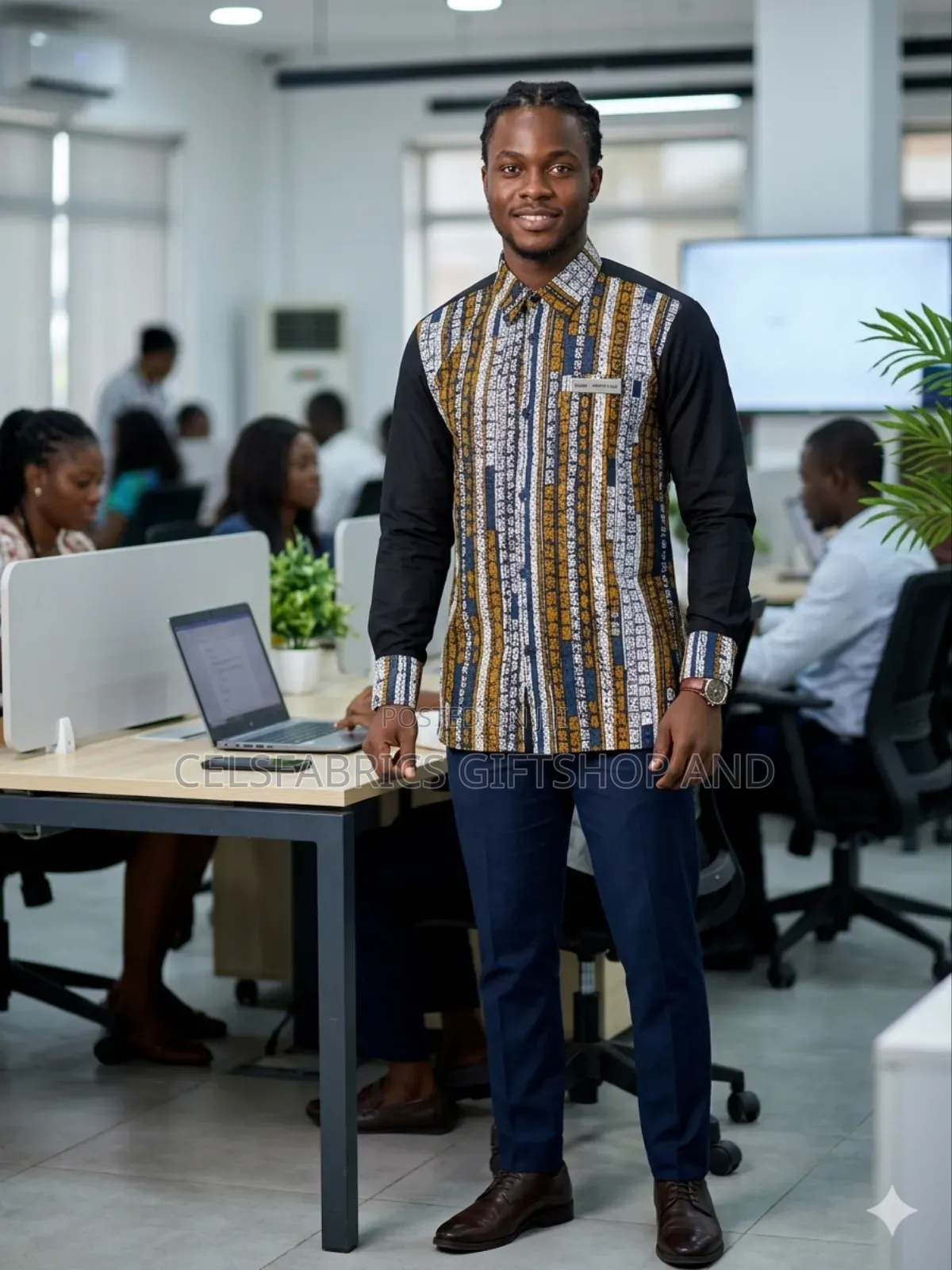 African Print Long Sleeve Shirt