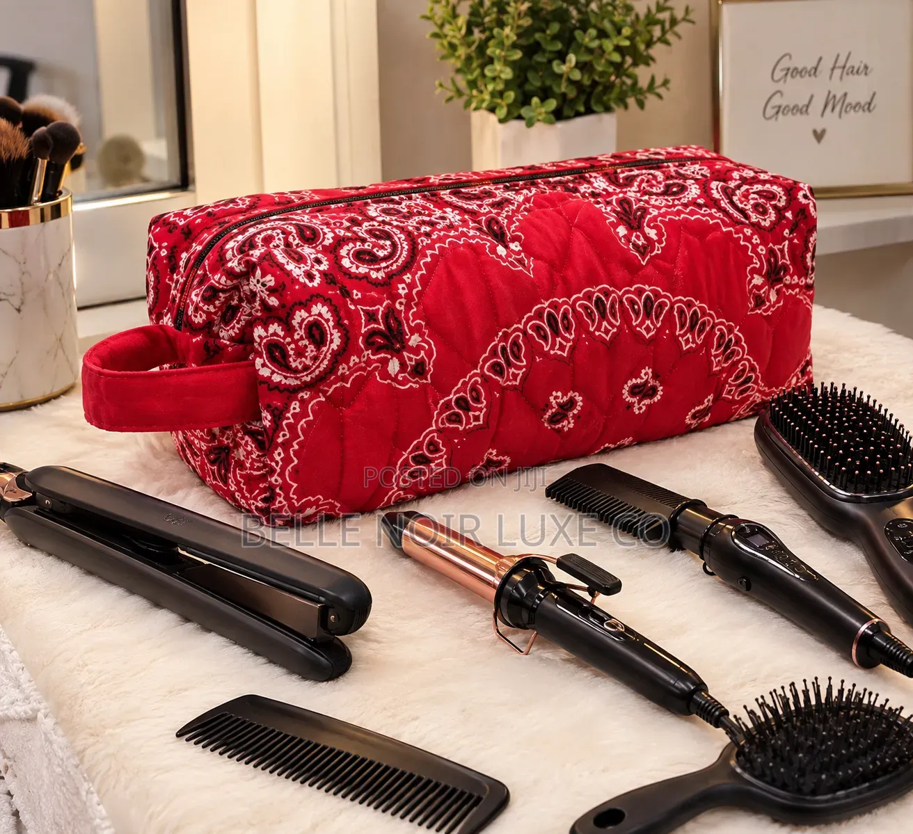 Bandana Hot Tools Bag,Belle Noir Luxe Co.