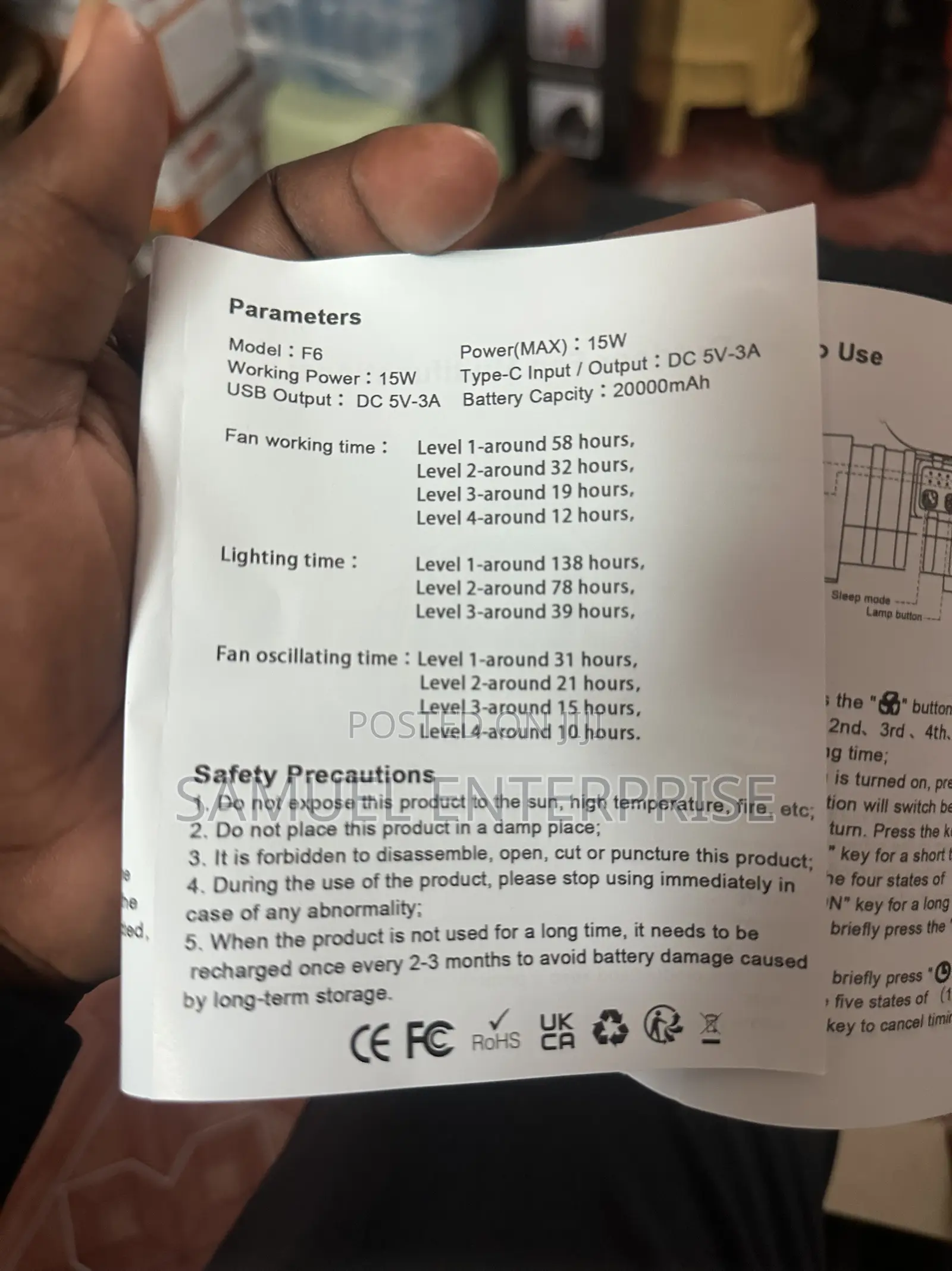 Fan With Light and Power Bank