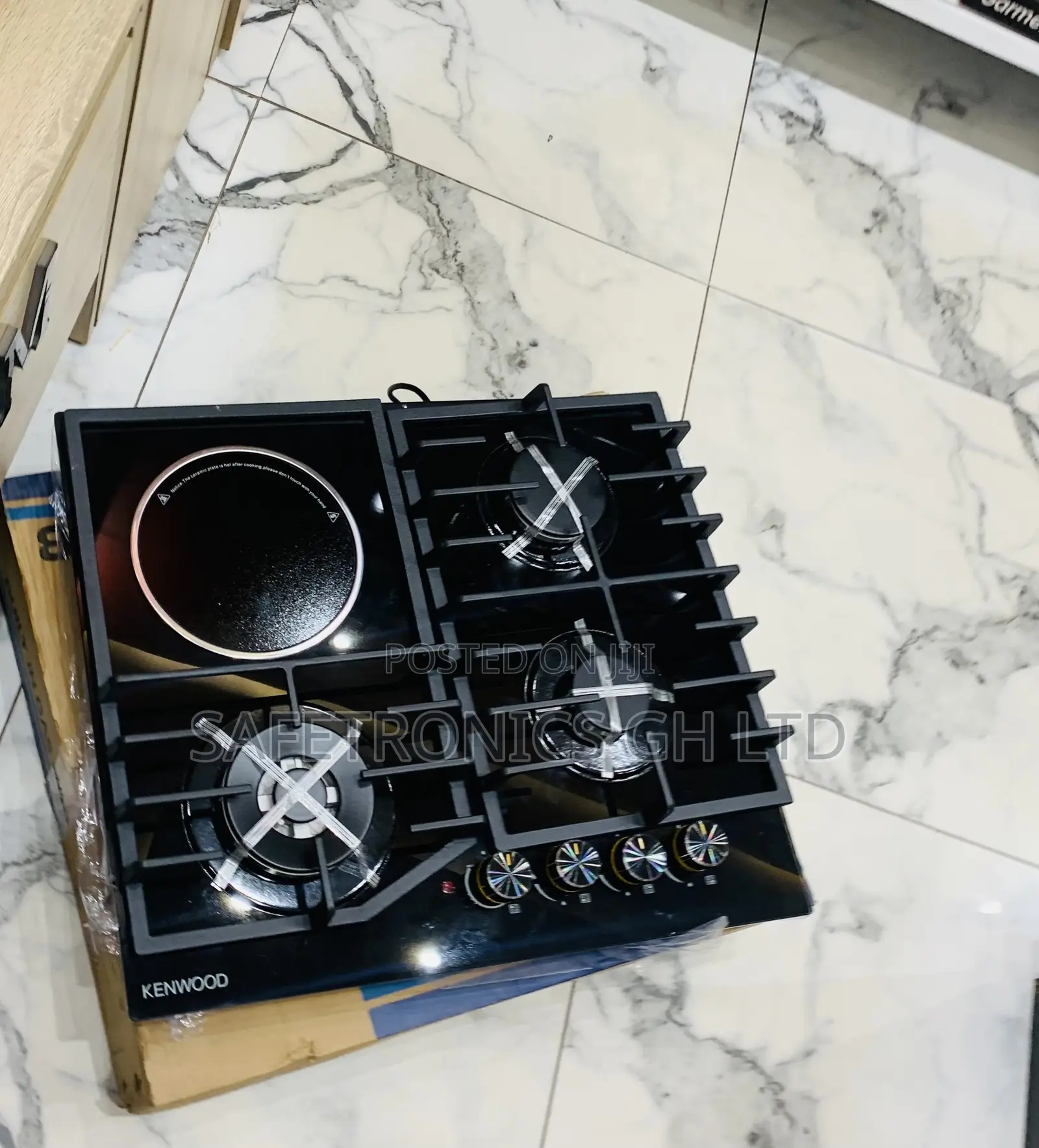 3 Gas 1 Electric Kenwood ProFlame 60cm Black Hob