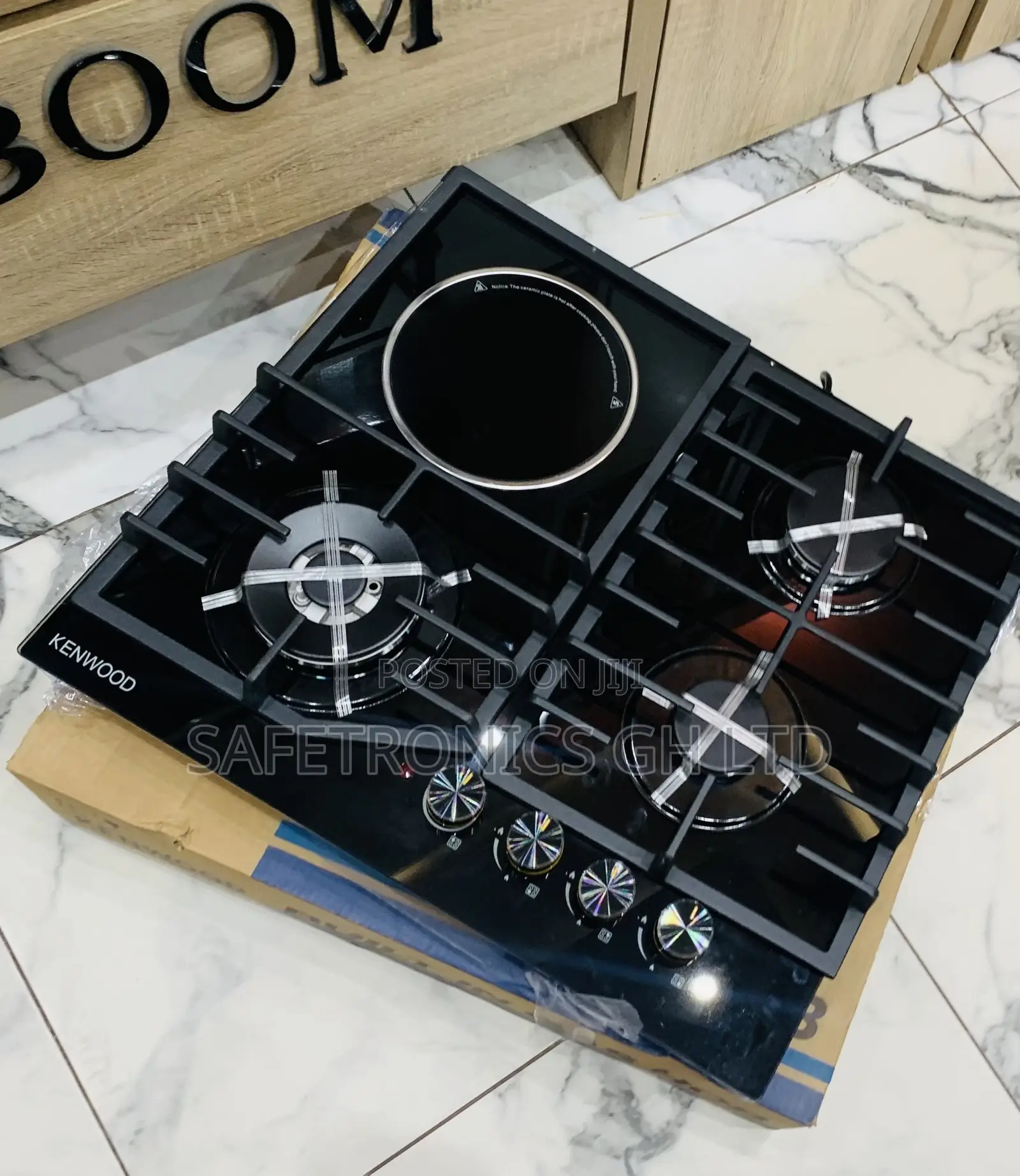 3 Gas 1 Electric Kenwood ProFlame 60cm Black Hob
