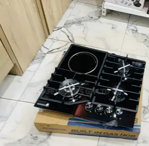 Elegant FlamePro Inbuilt Kenwood 60cm 3 Gas 1 Electric Black Hob
