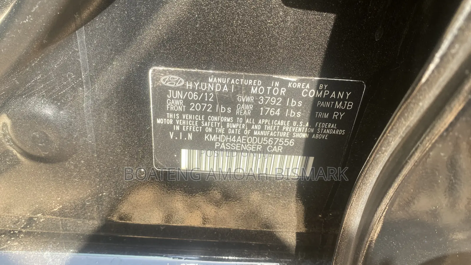 Hyundai Elantra Limited Sedan FWD (1.8L 4cyl 6A) 2013 Black