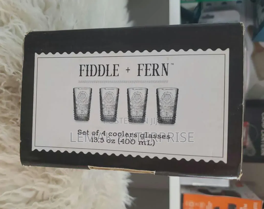 Fiddle + Fern 4-Piece Set of Cooler Glasses (13.5 Oz / 400 mL).