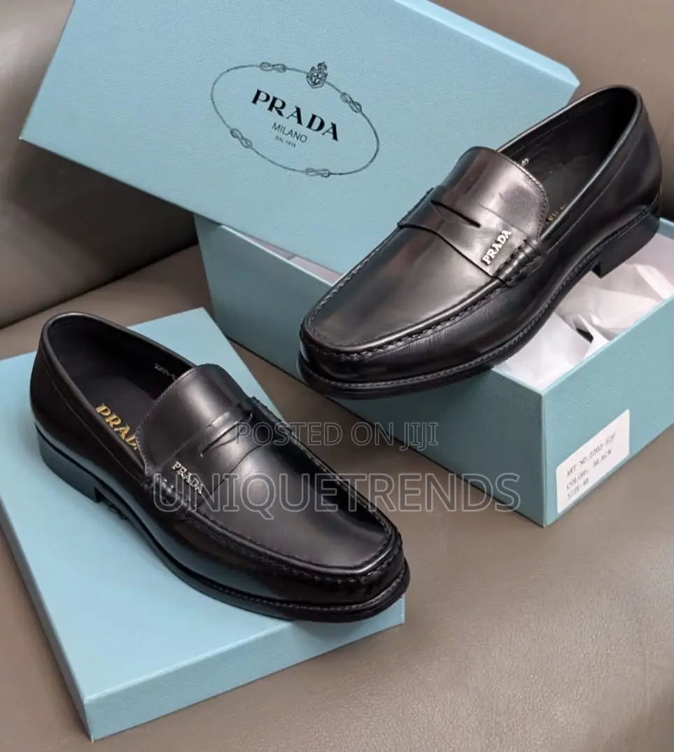 Quality PRADA Penny Leather Loafers (Black)