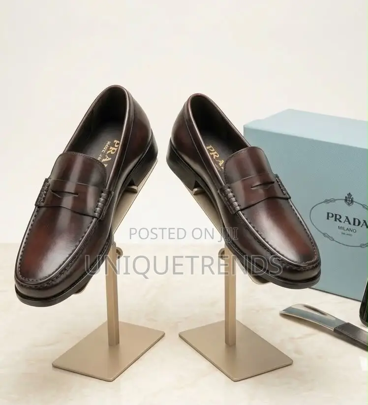 Executive PRADA Penny Leather Loafers (Coffee)