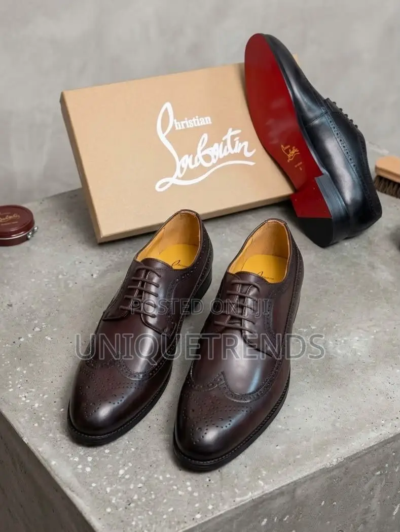 CHRISTIAN LOUBOUTIN Leather Brogue Derby Shoe (Coffee)