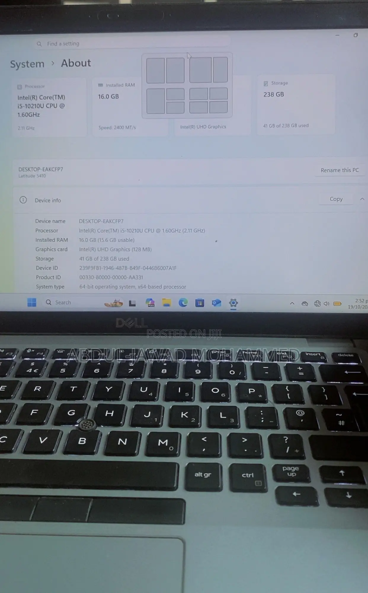 Laptop Dell Latitude 5410 16GB Intel Core i5 SSD 256GB
