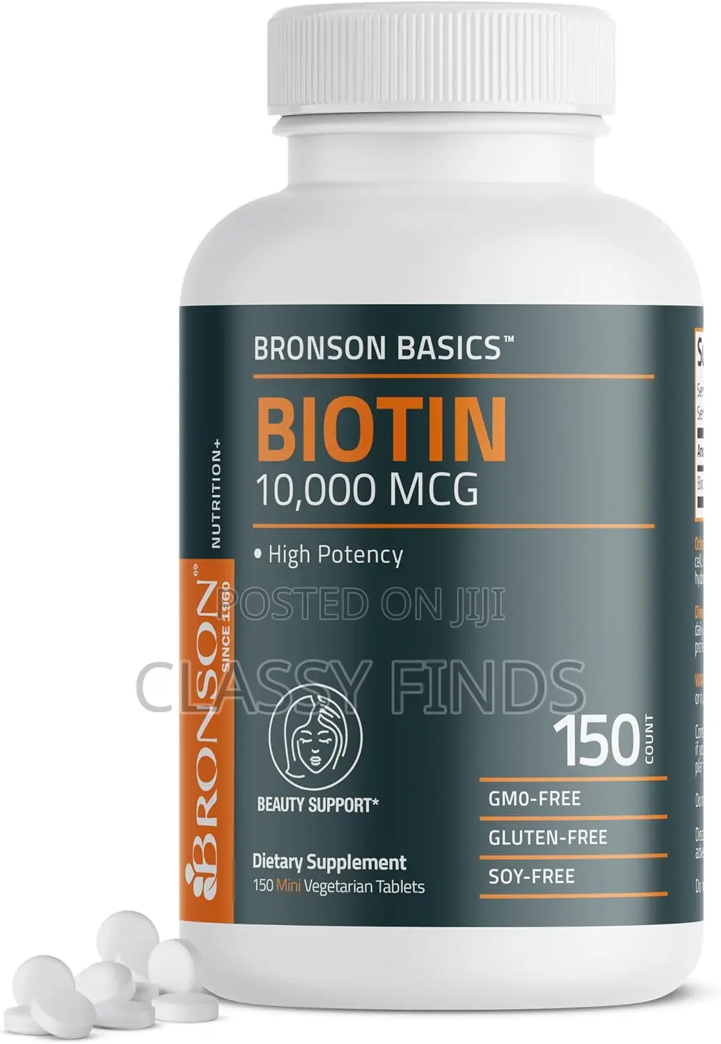 Bronson Biotin 10,000mcg Hair Skin and Nails Vitamins, 150 Tablets