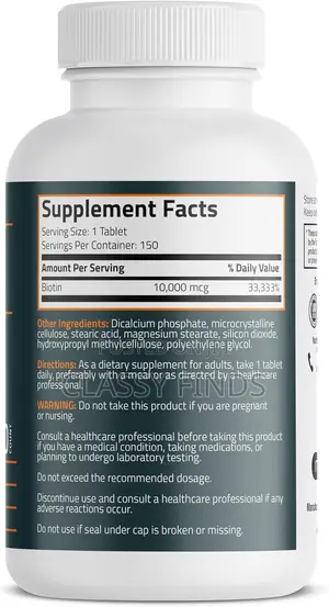 Bronson Biotin 10,000mcg Hair Skin and Nails Vitamins, 150 Tablets