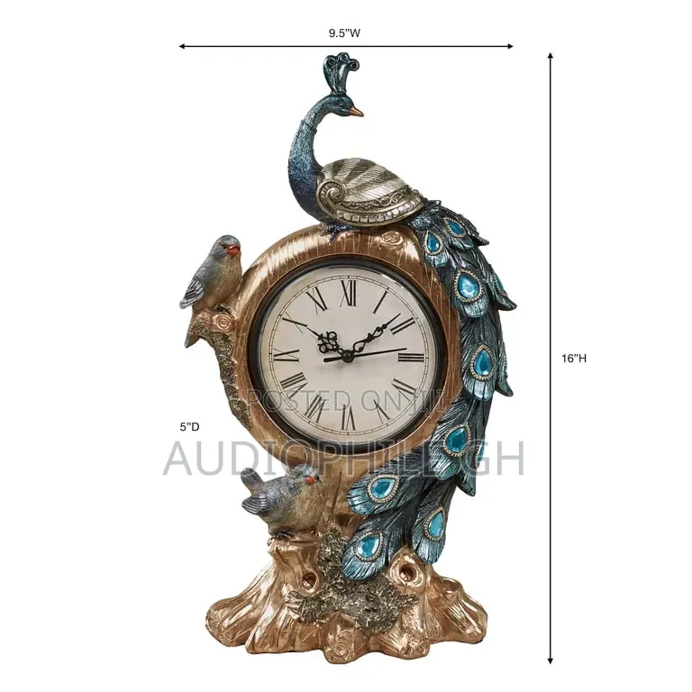 Poised Peacock Accent Clock Blue
