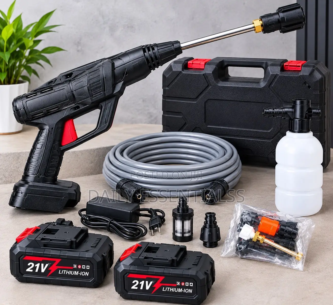 21V Cordless High Pressure Cleaning Gun With Accessories