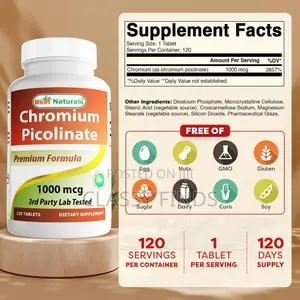 Best Naturals Chromium Picolinate 1000 MCG 120 Tablets