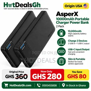 AsperX 2 Pack 10000mAh Portable Charger Dual USB Power Bank