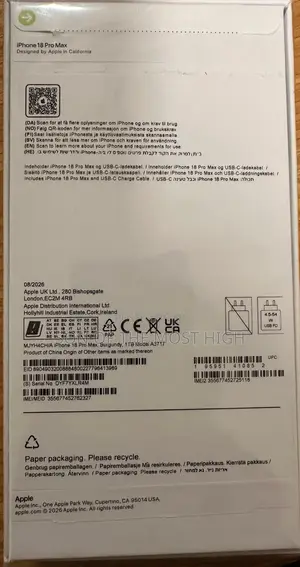 New Apple iPhone 18 Pro Max 1 TB Purple
