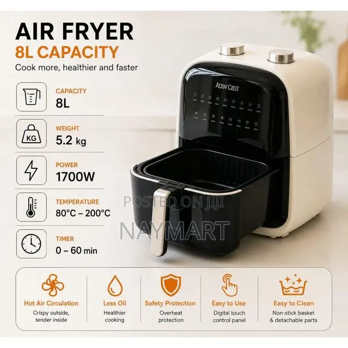 SILVER CREST 8 Litre Digital Air Fryer Oil-Free Multifunctional Cooker
